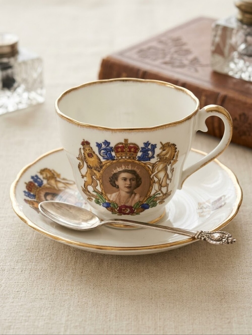 Adderley 1953 Queen Elizabeth II Coronation Bone China Tea Cup & Saucer Set